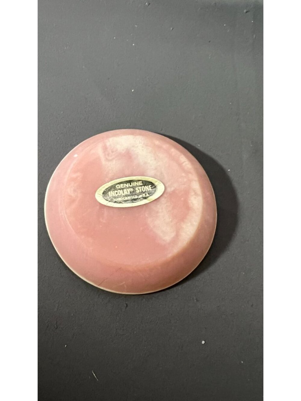 Genuine Incolay Stone Plate Handcrafted USA Pink White ’75 - Picture 3 of 4